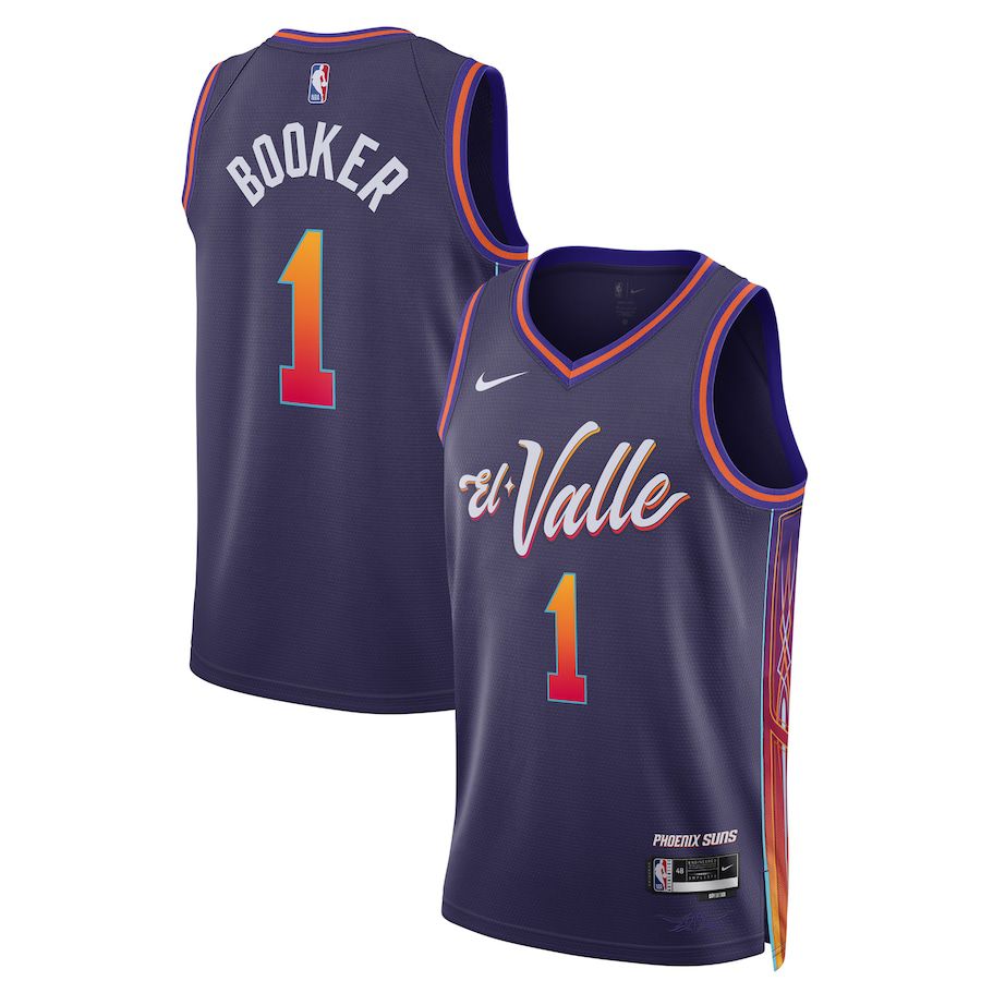 Men Phoenix Suns #1 Devin Booker Nike Purple City Edition 2023-24 Swingman NBA Jersey